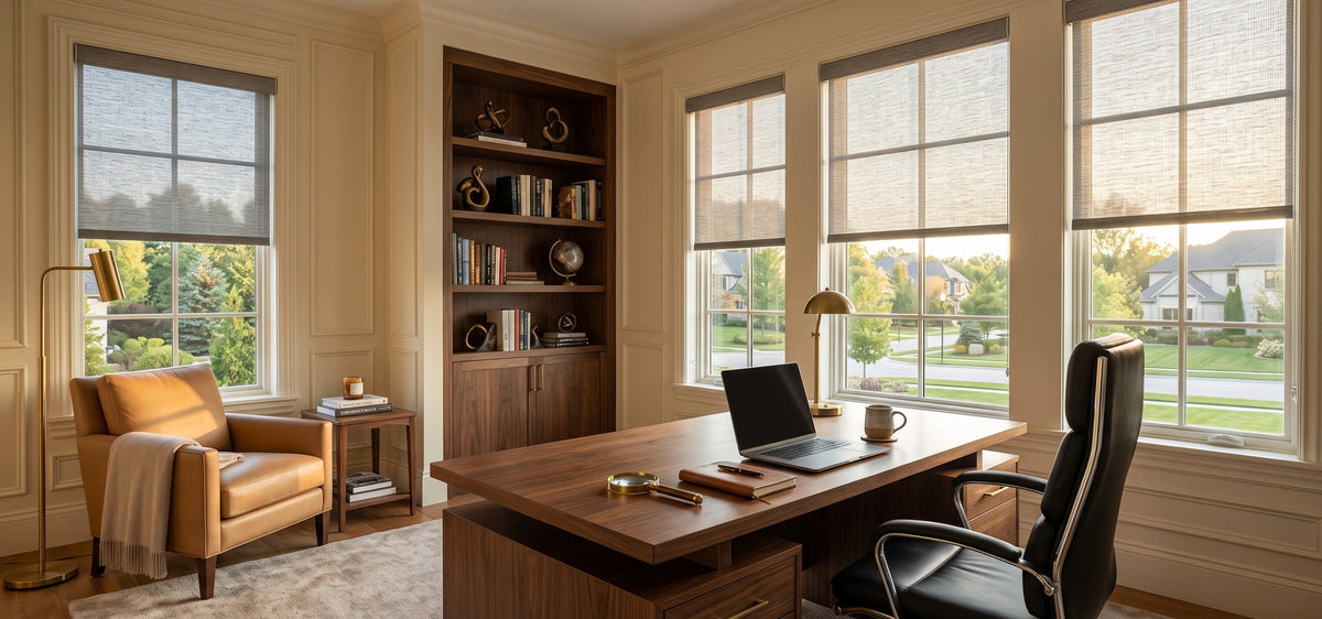 Motorized Solar Shades in the Home Office