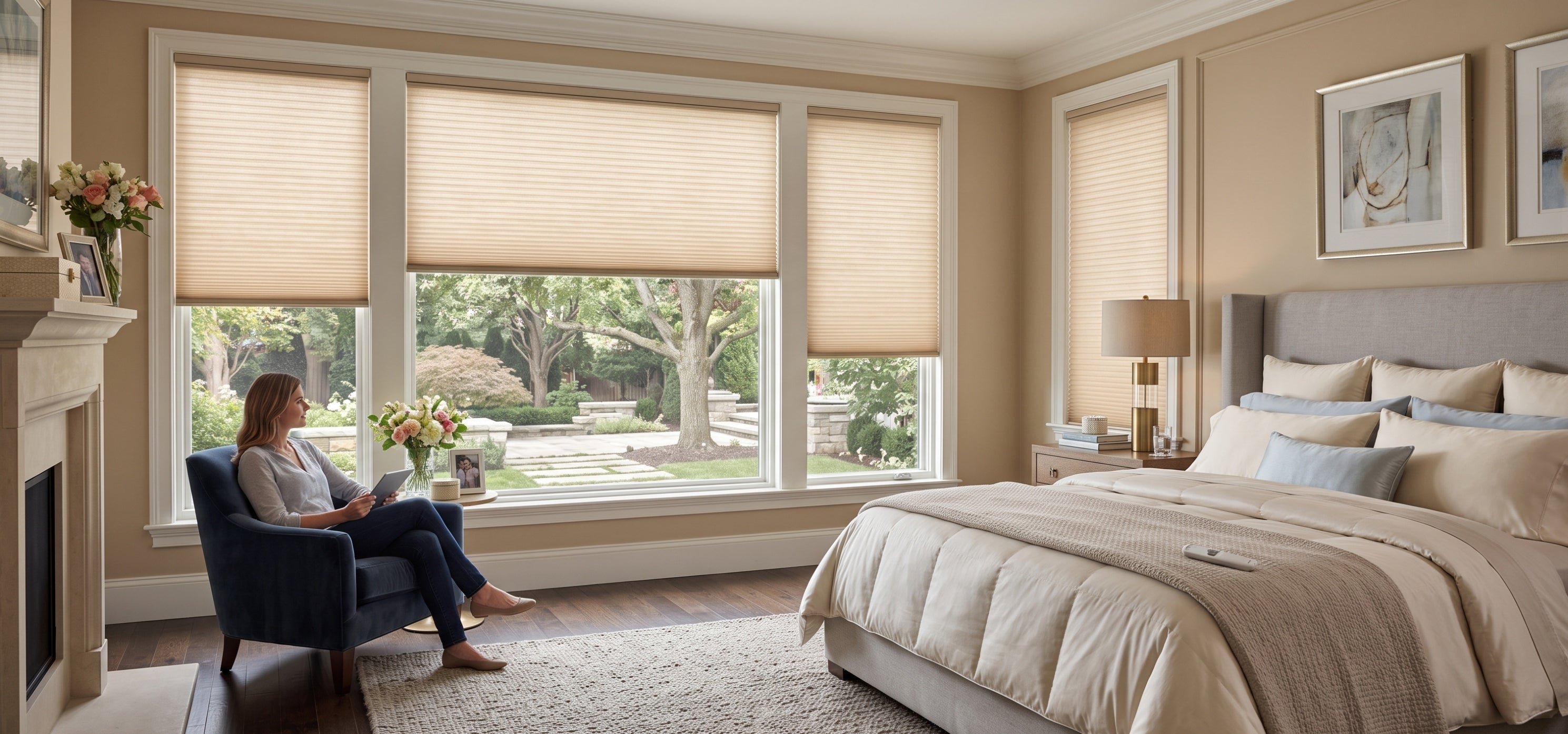 Motorized Cellular Shades in the Modern Living Room