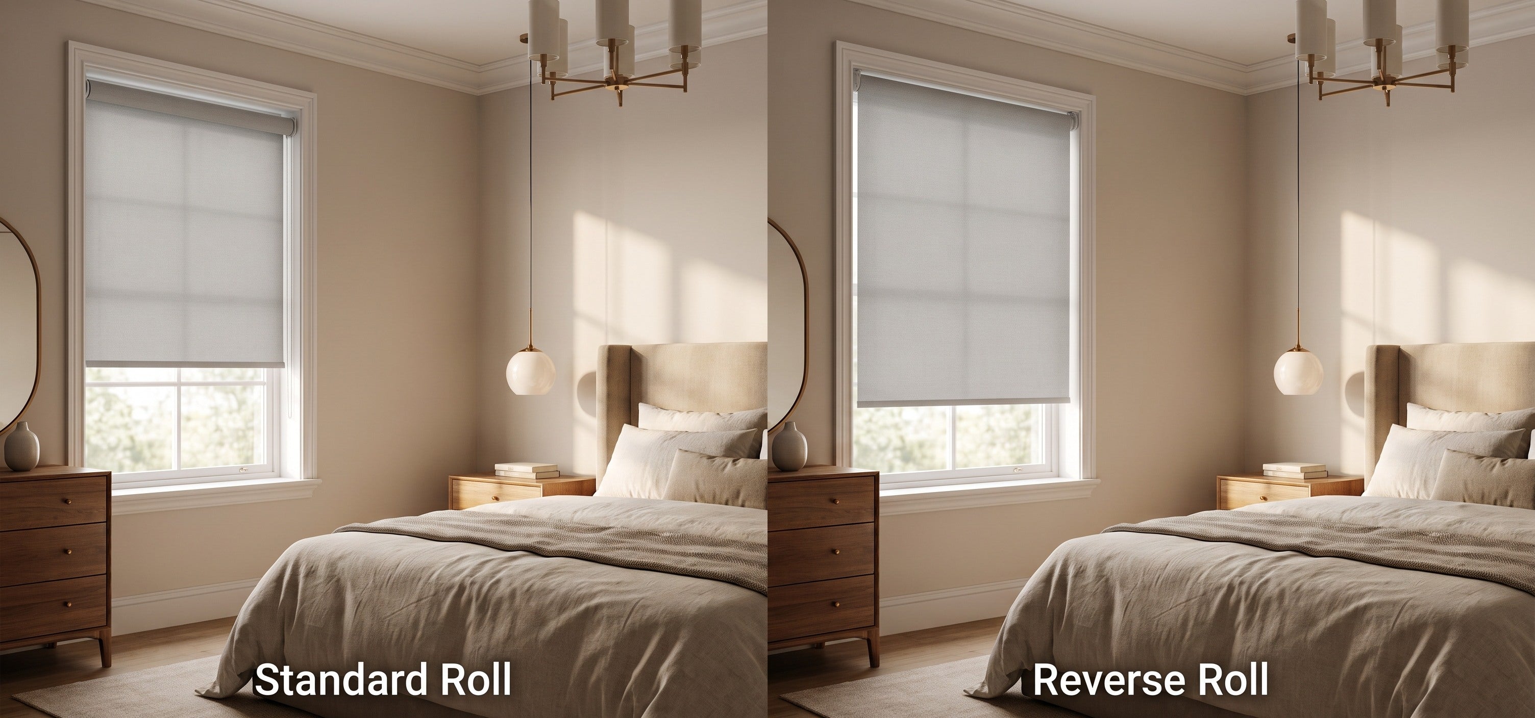 Roller Shades in the Bedroom: Standard Roll vs Reverse Roll