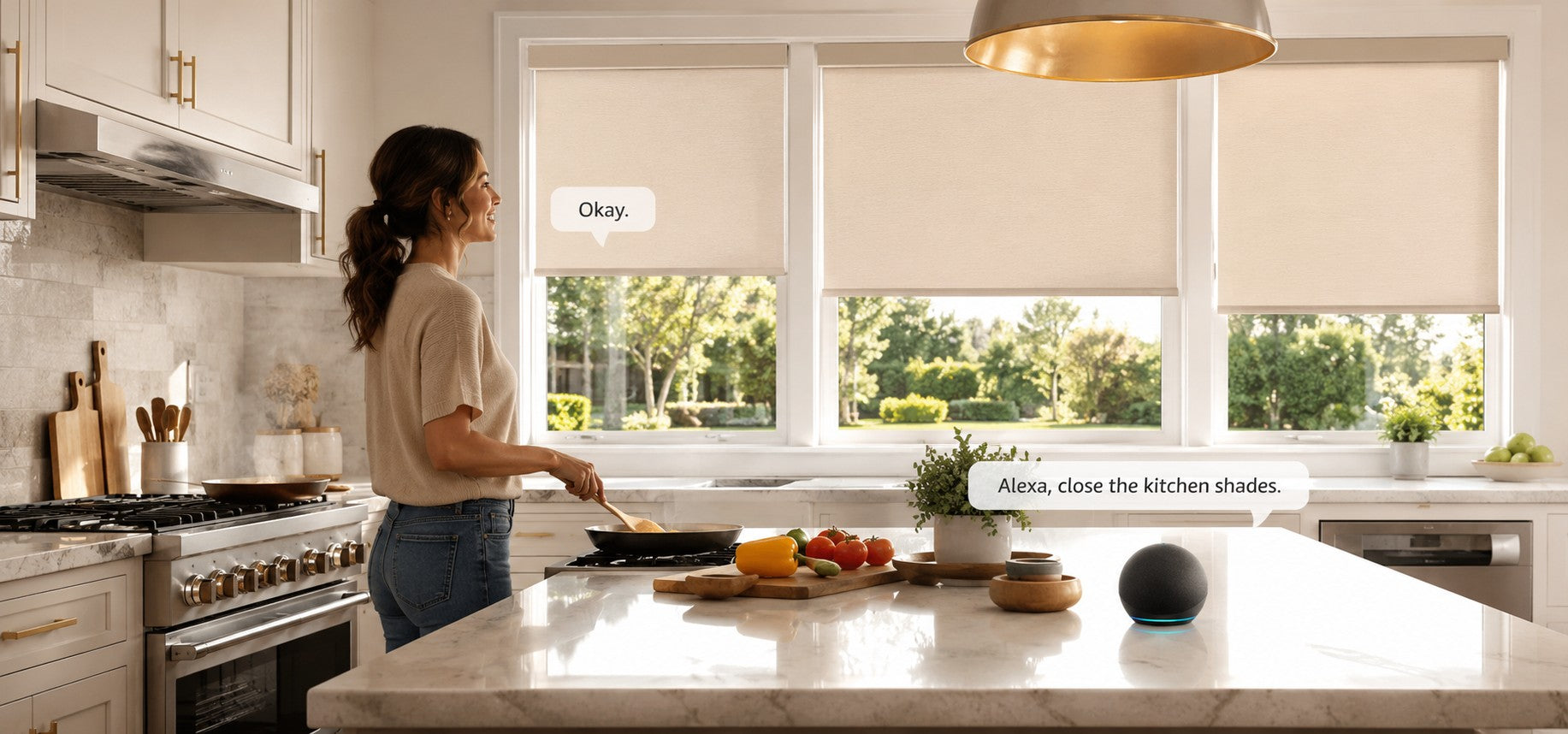 Matter for Roller Shades in bright Kitchen
