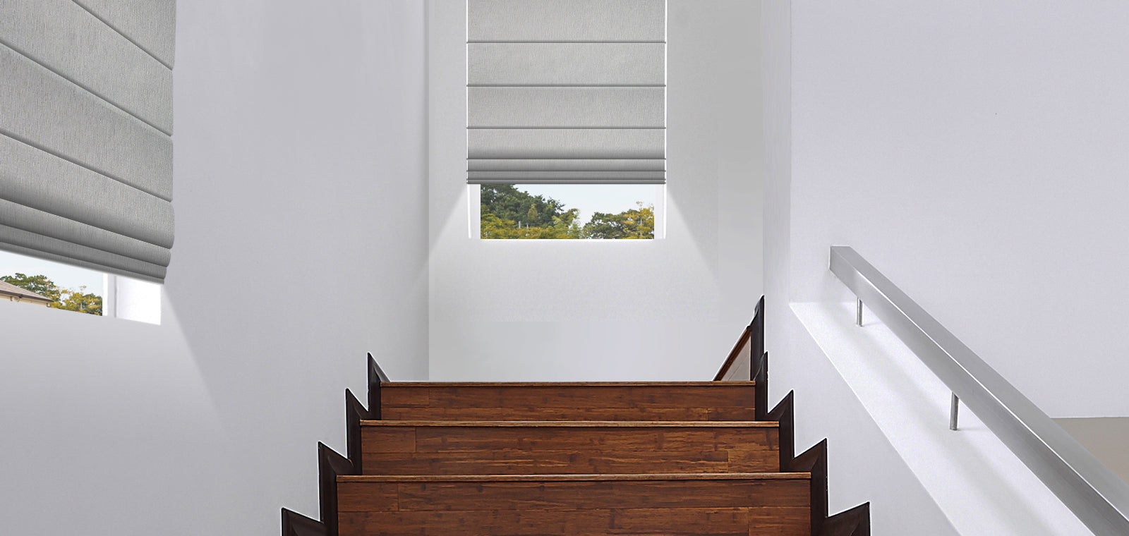 Roman blinds in stairwells