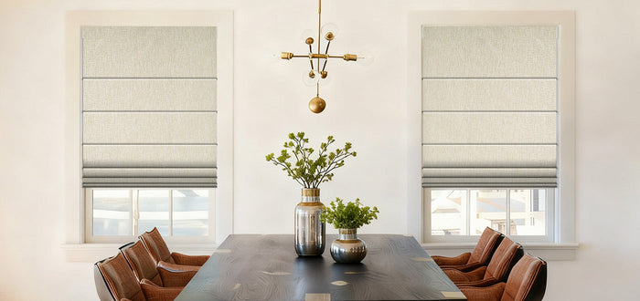 Kitchen with roman shades