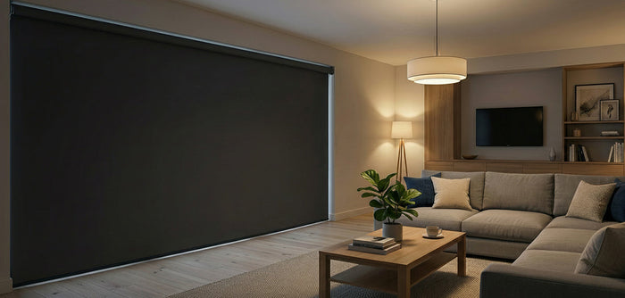 100% Blackout Roller Shades in  Living Room