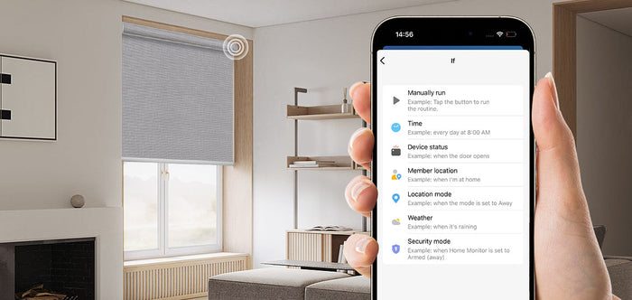 Livingroom With Motorized Roller Shades