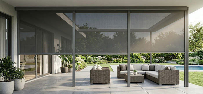 Motorized  Outdoor Shades in the Patio