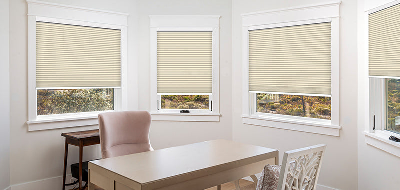Blackout Cellular shades in study room