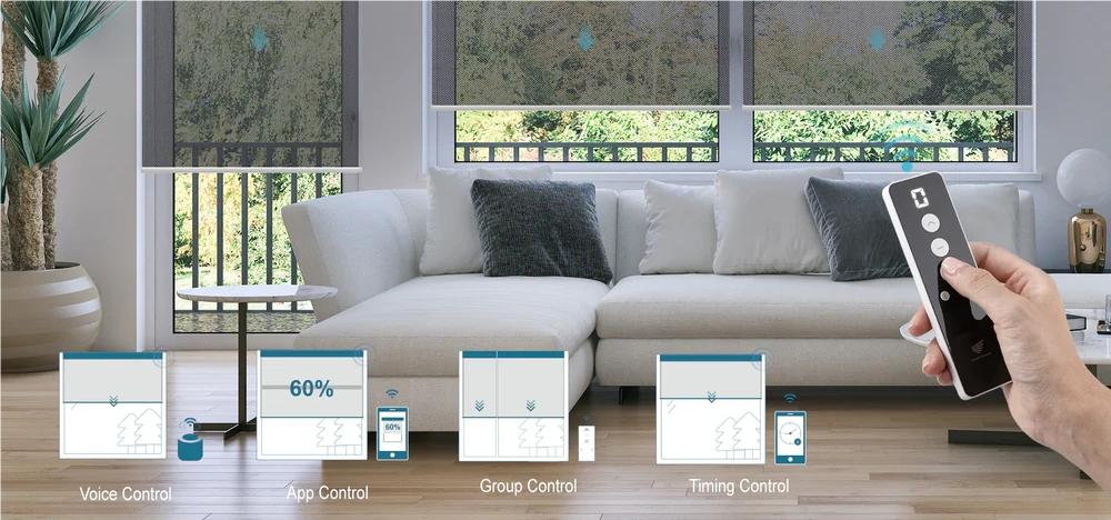 50% Black out Smart Roller Shades in the livingroom 