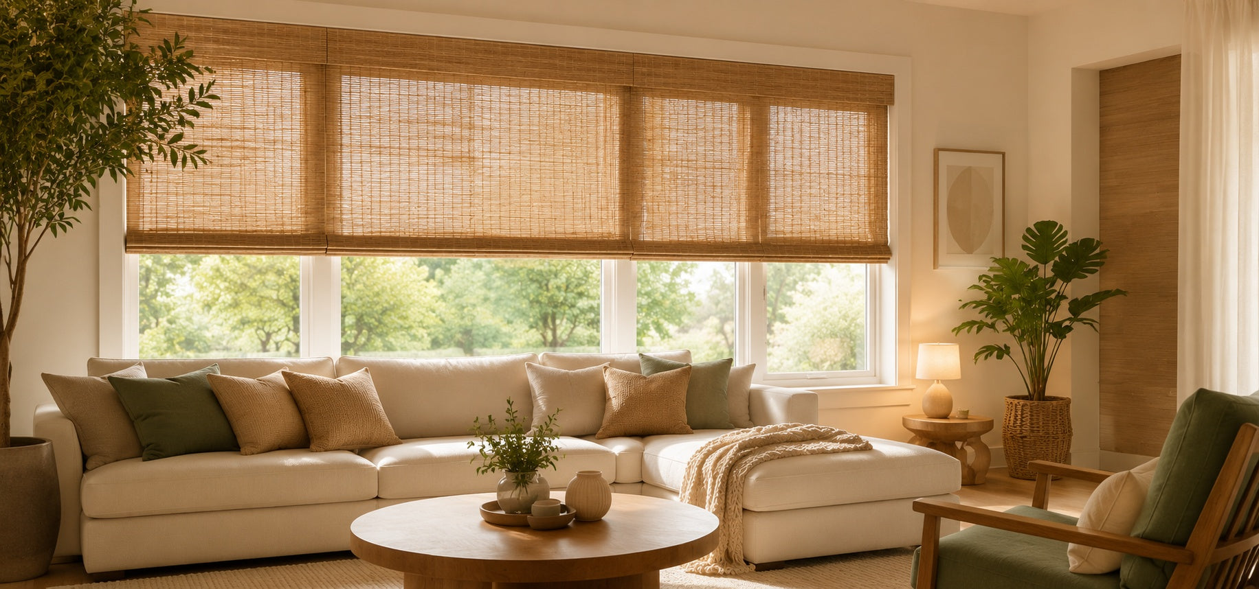  Woven Wood Shades  in the living room