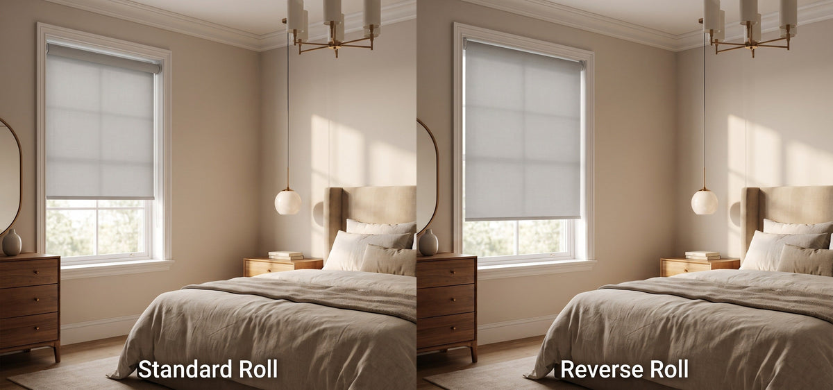 Roller Shades in the Bedroom: Standard Roll vs Reverse Roll
