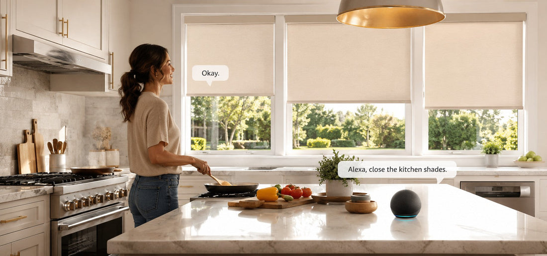 Matter for Roller Shades in bright Kitchen