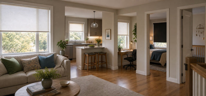 A spacious and cozy house with blackout blinds