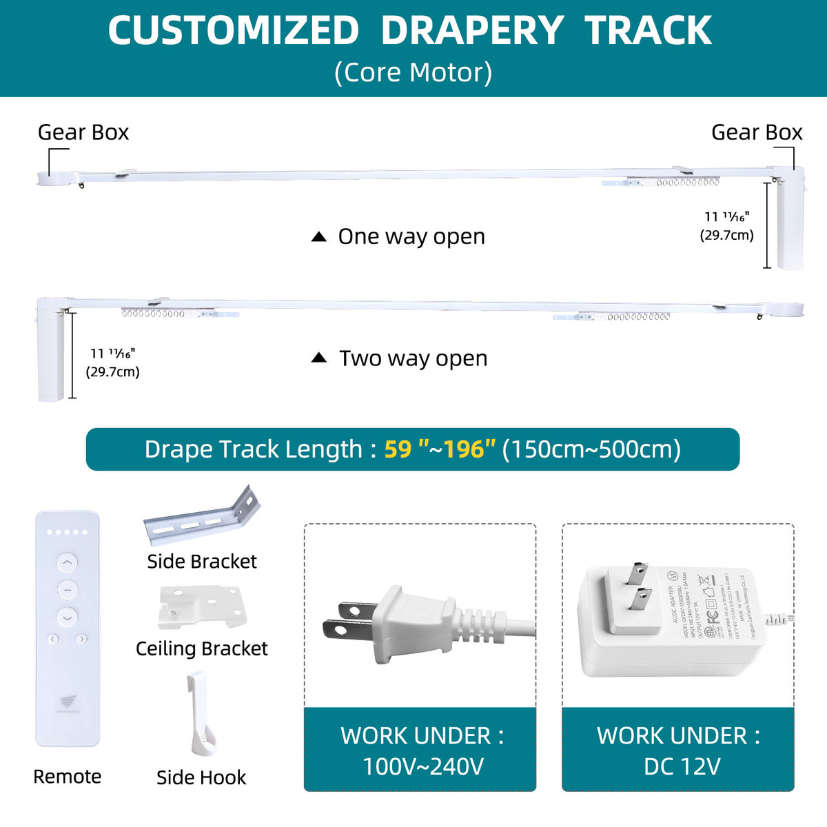 SmartWings Motorized Linen Drapery 50%/70%/100% Blackout Daphne