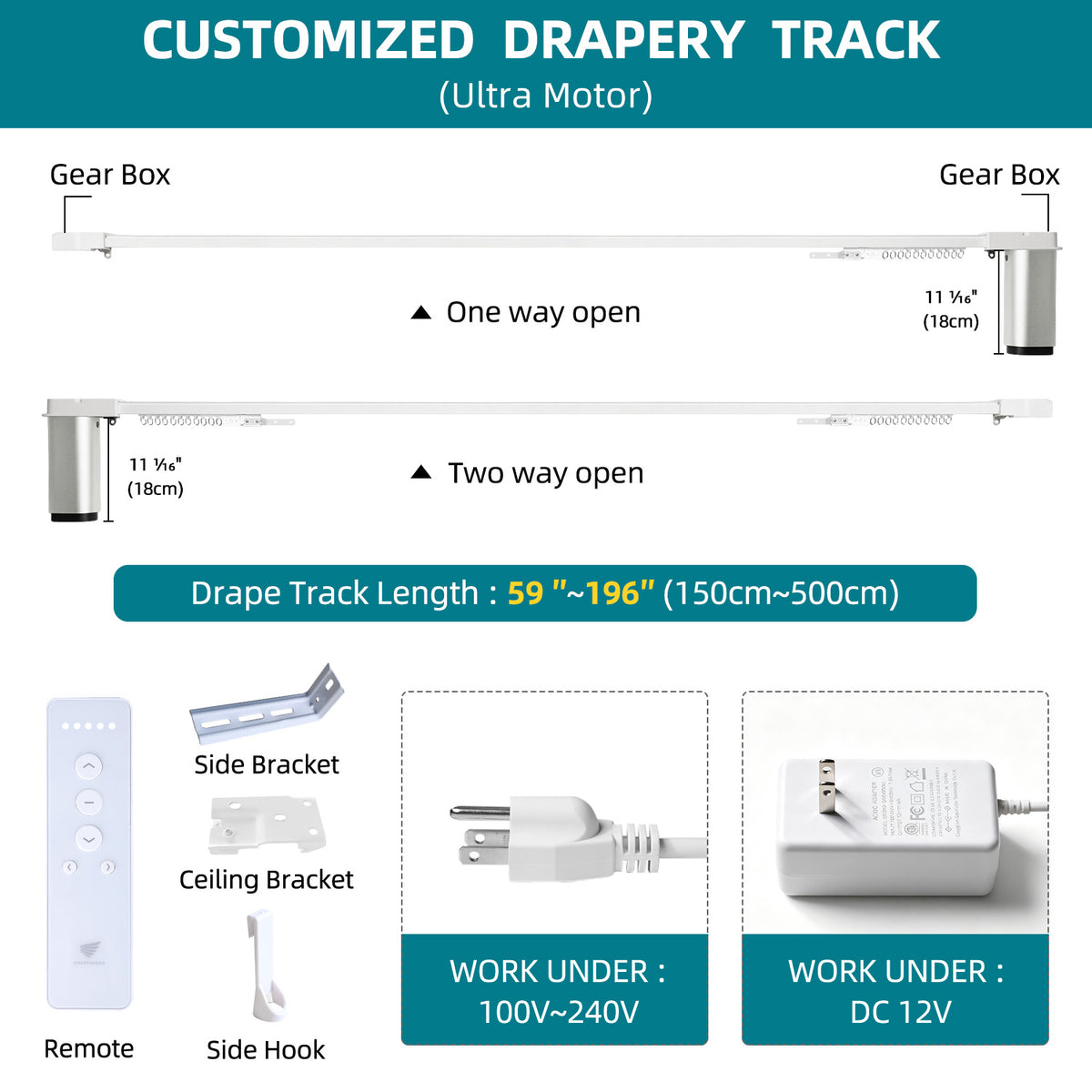 SmartWings Motorized Linen Drapery 50%/70%/100% Blackout Daphne