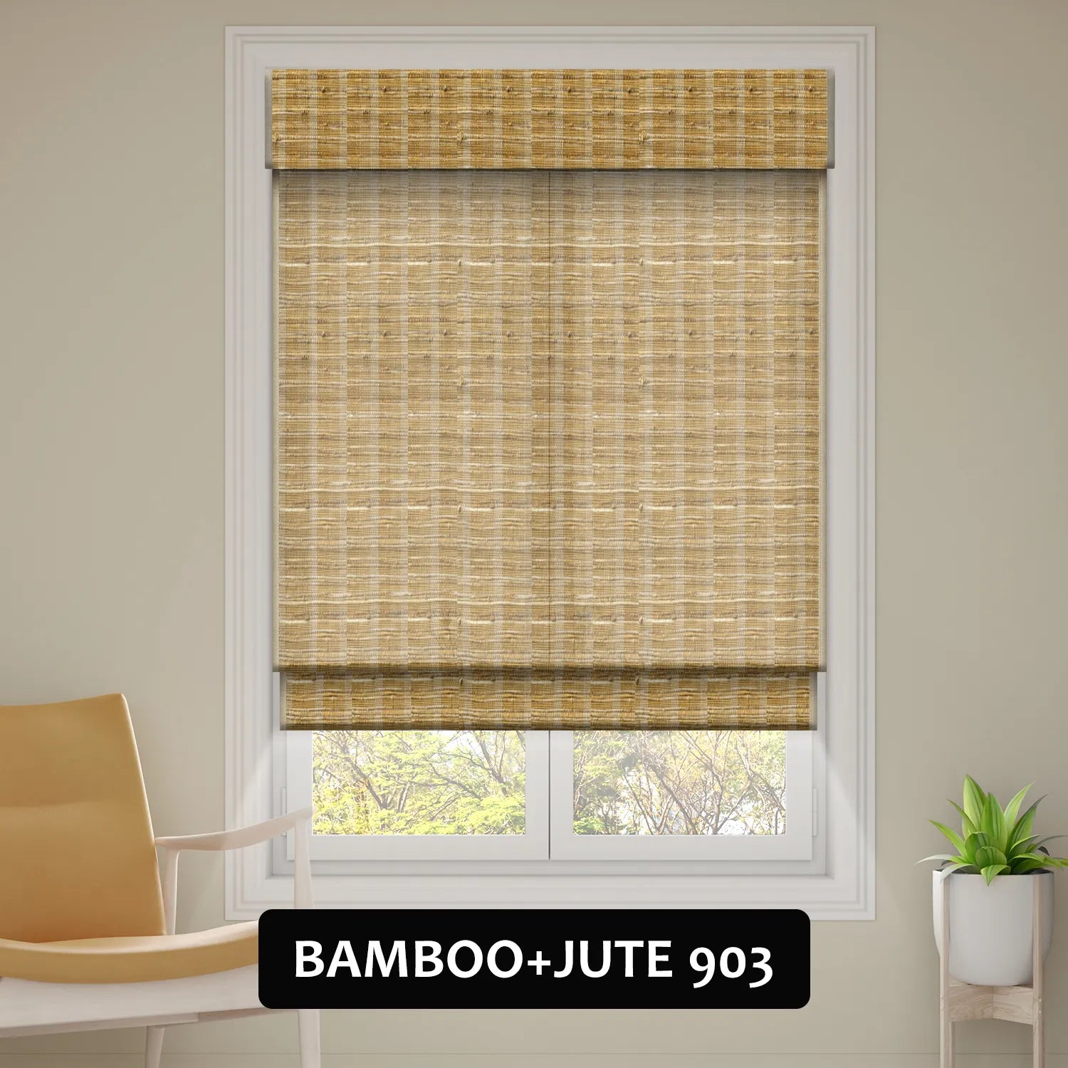 SmartWings Motorized Woven Wood Shades 70% Blackout Privacy Orithyia