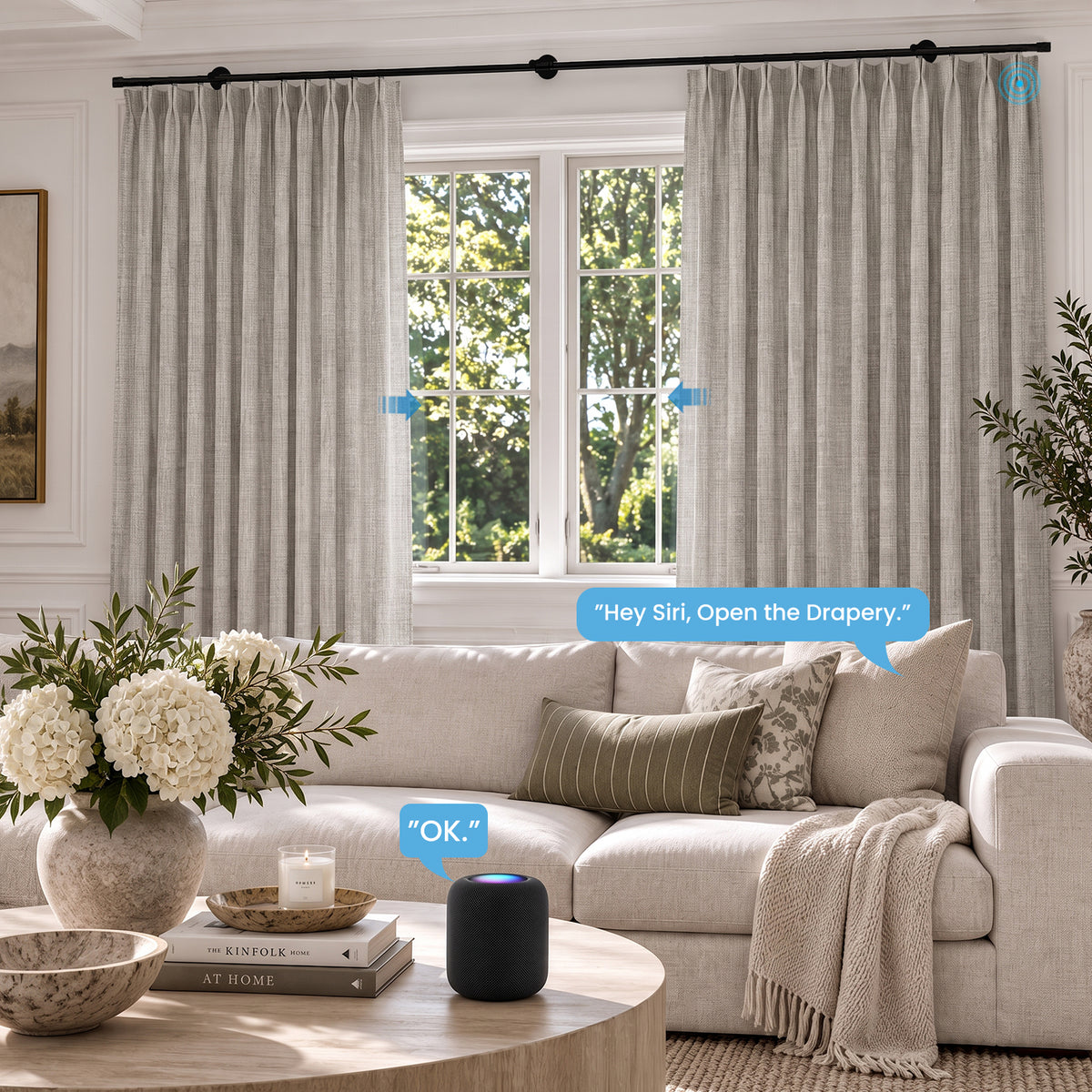 SmartWings Motorized Drapery & Curtain 100% Blackout Peplos