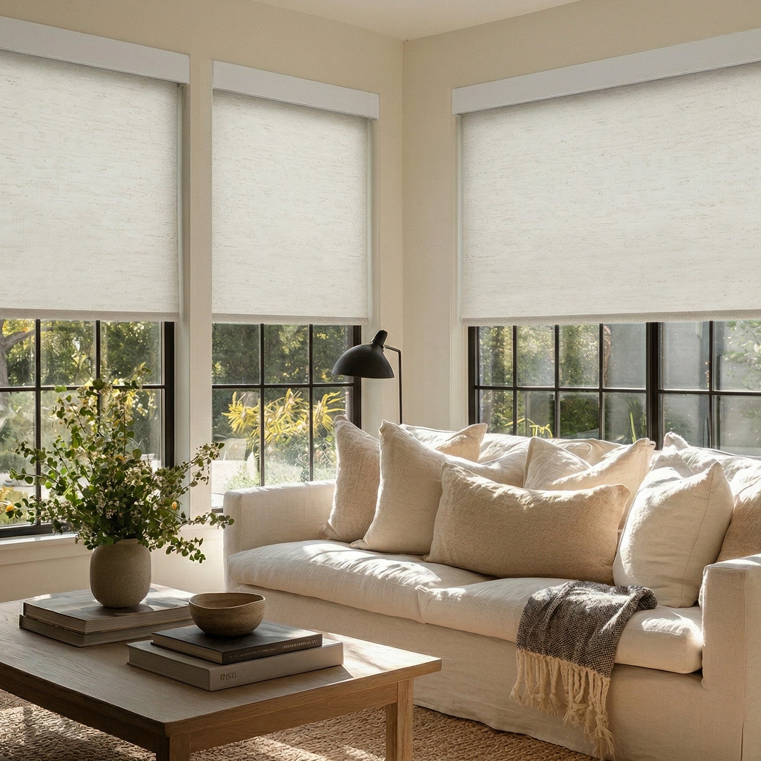 SmartWings Motorized Roller Shades 100% Blackout Linen