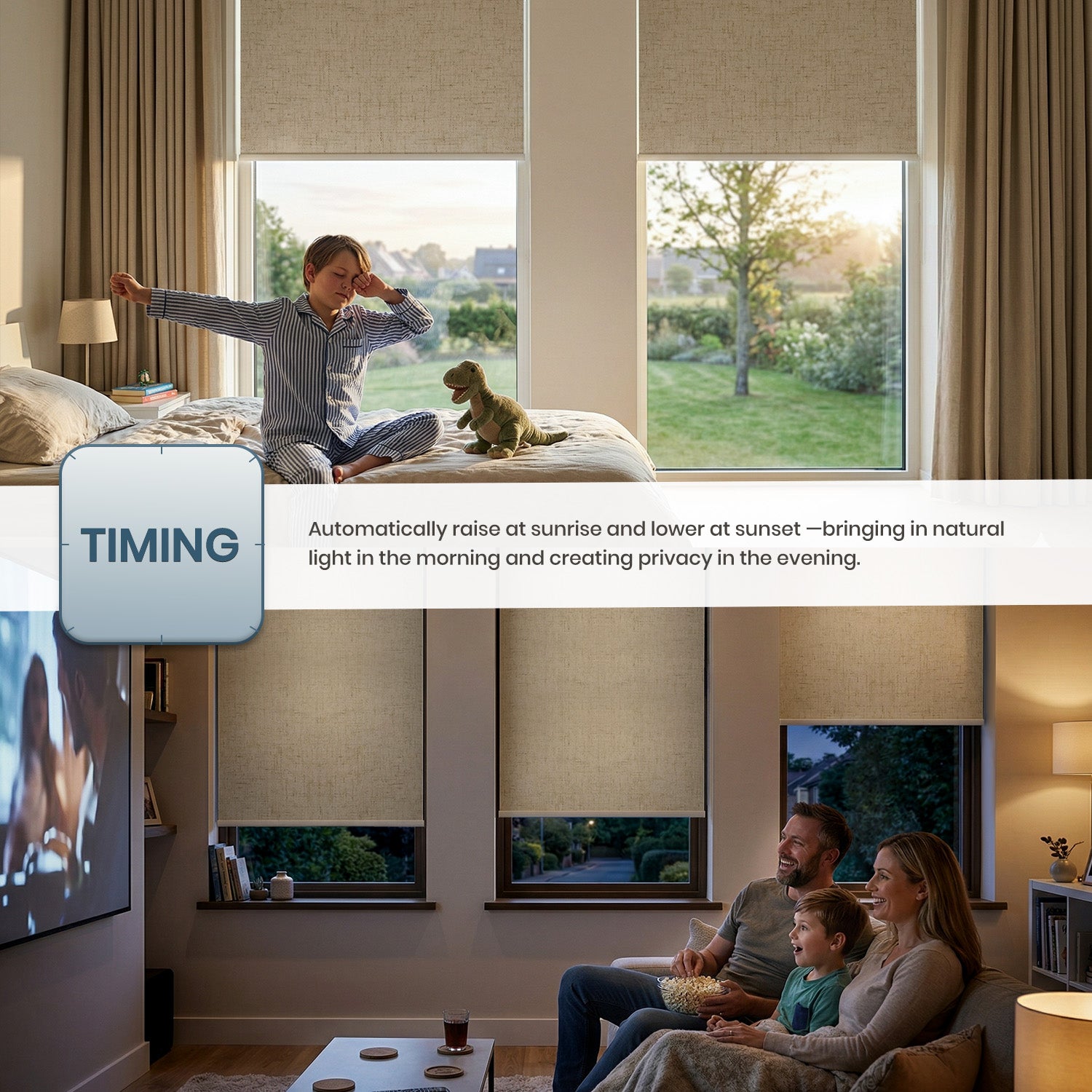 SmartWings Motorized Roller Shades 100% Blackout Linen