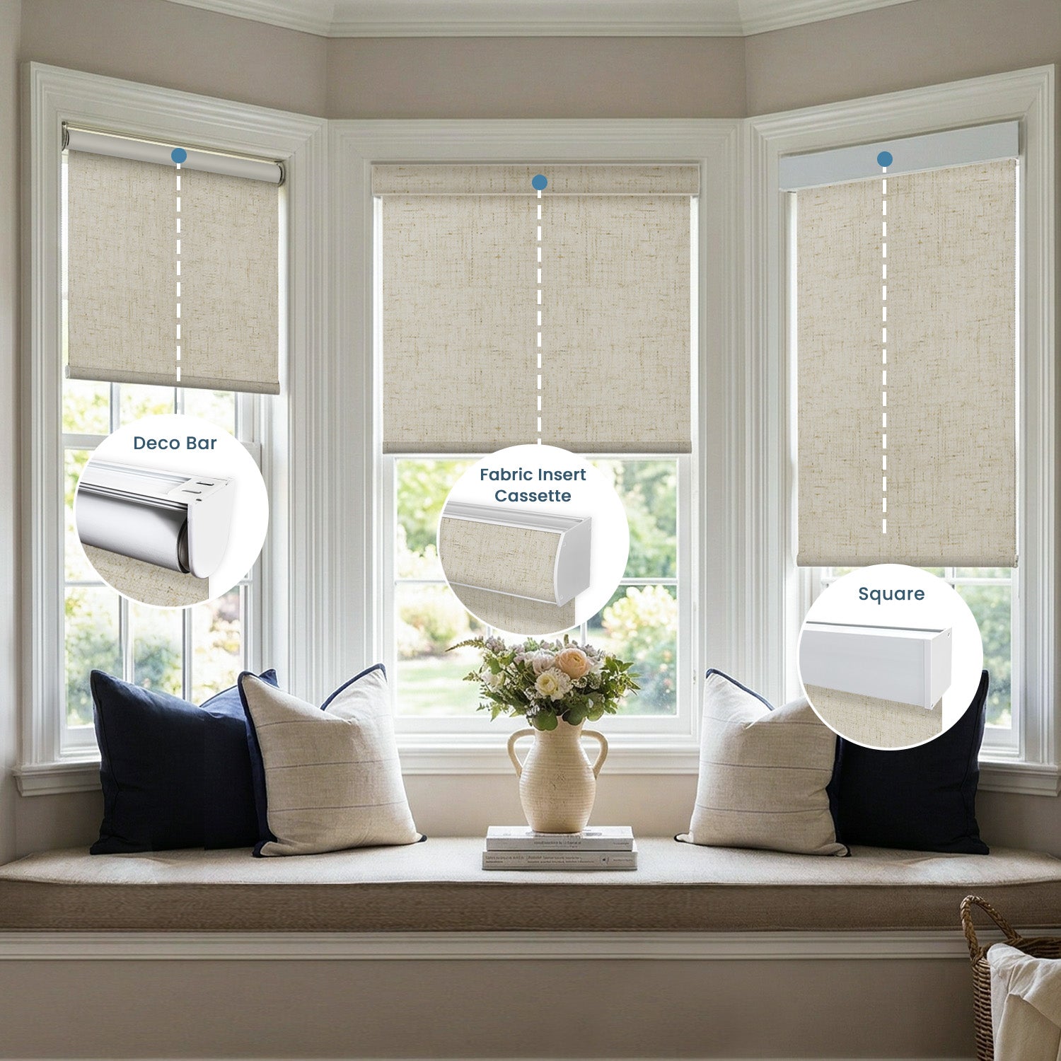SmartWings Motorized Roller Shades 100% Blackout Linen