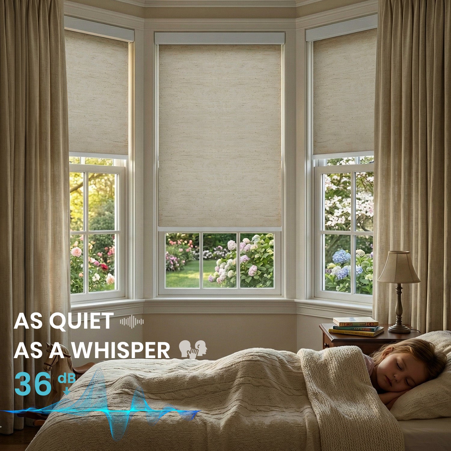 SmartWings Motorized Roller Shades 100% Blackout Linen