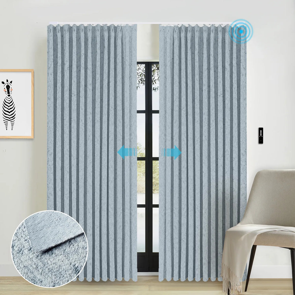 SmartWings Motorized Drapery 90% Blackout Teucer