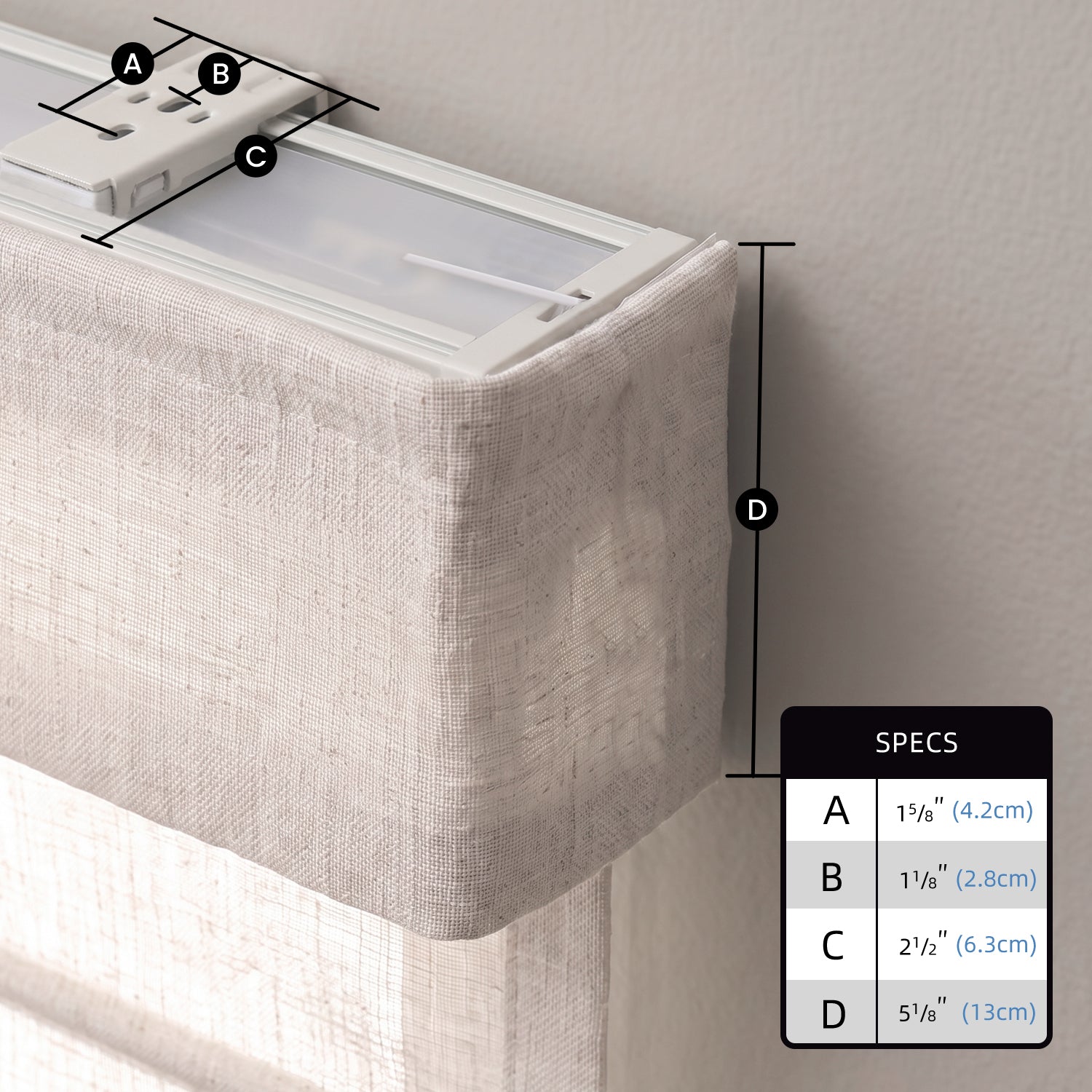 SmartWings Motorized Levitate Linen Roman Shades 50%/70% Blackout Daphne