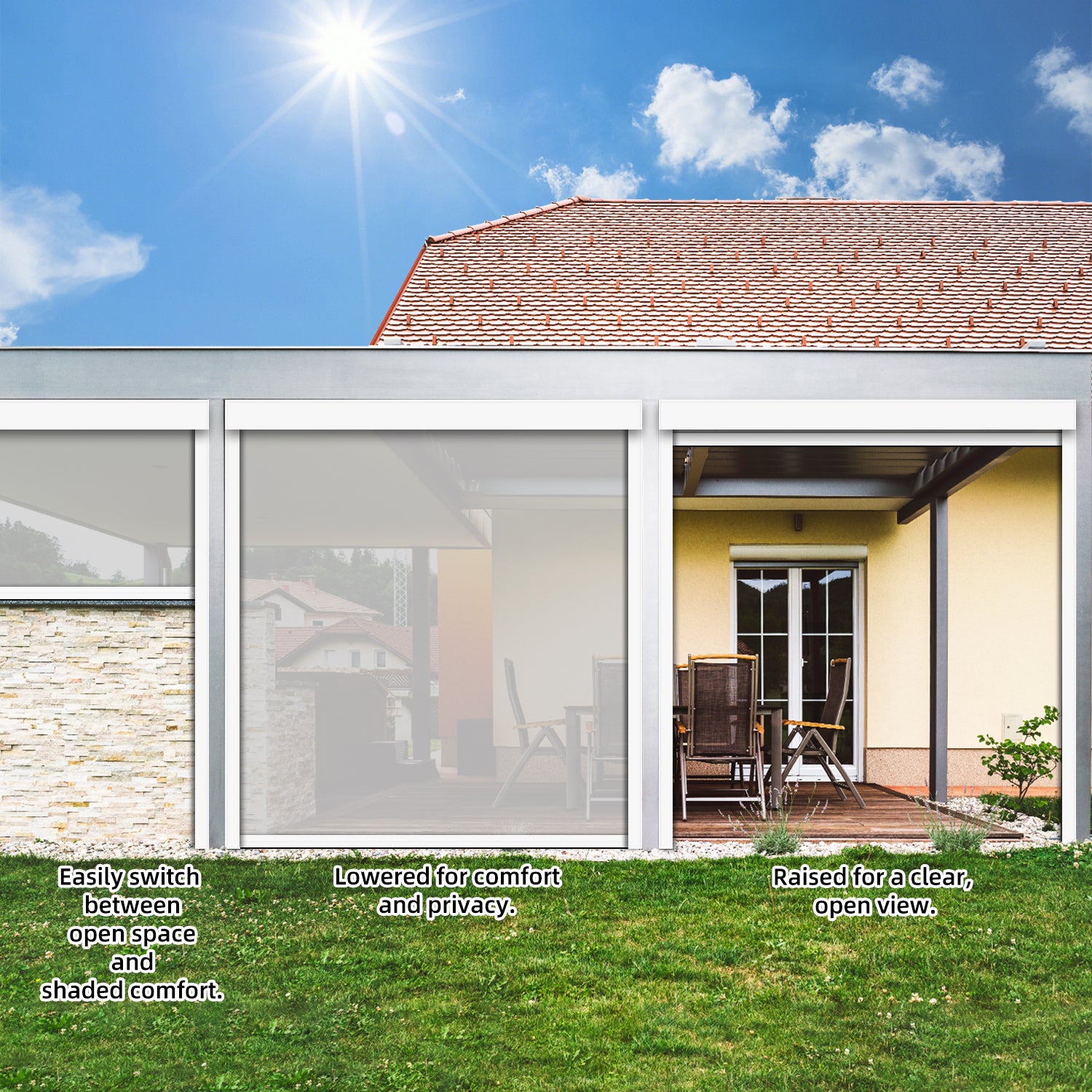 SmartWings Motorized Zipper Track Windproof Outdoor Shades