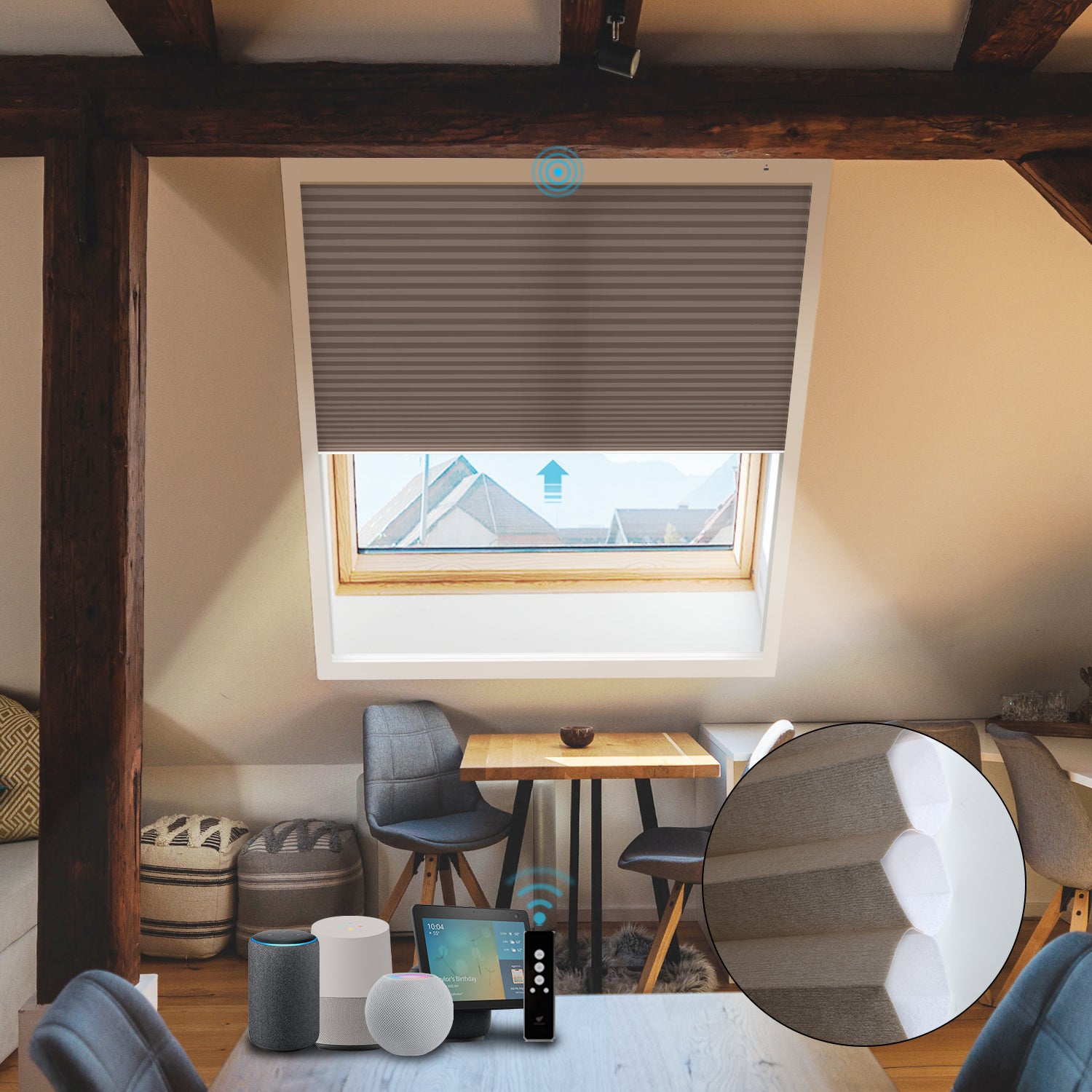 SmartWings Motorized Premium Skylight Cellular Shades Hazel