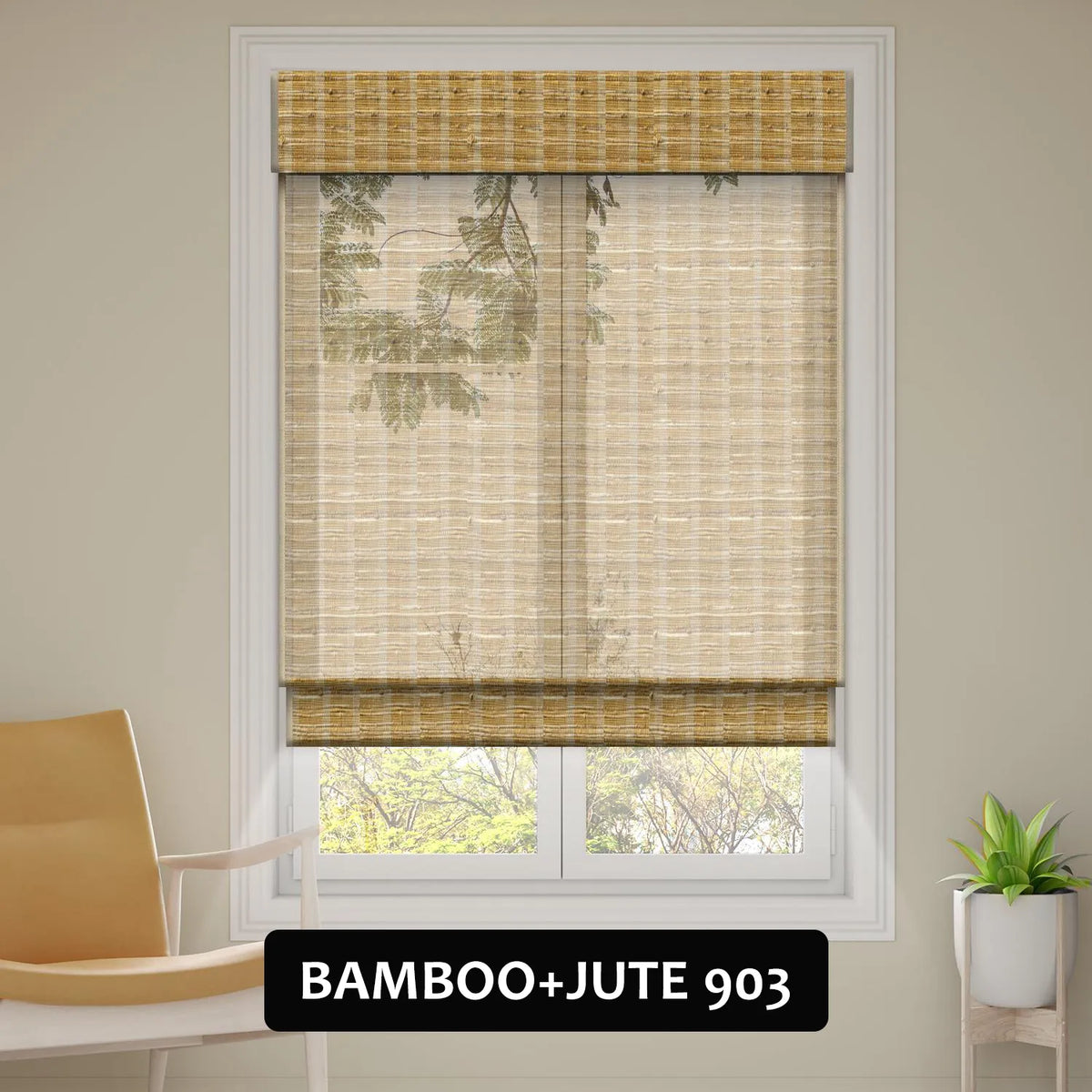 SmartWings Motorized Woven Wood Shades 70% Blackout Privacy Orithyia