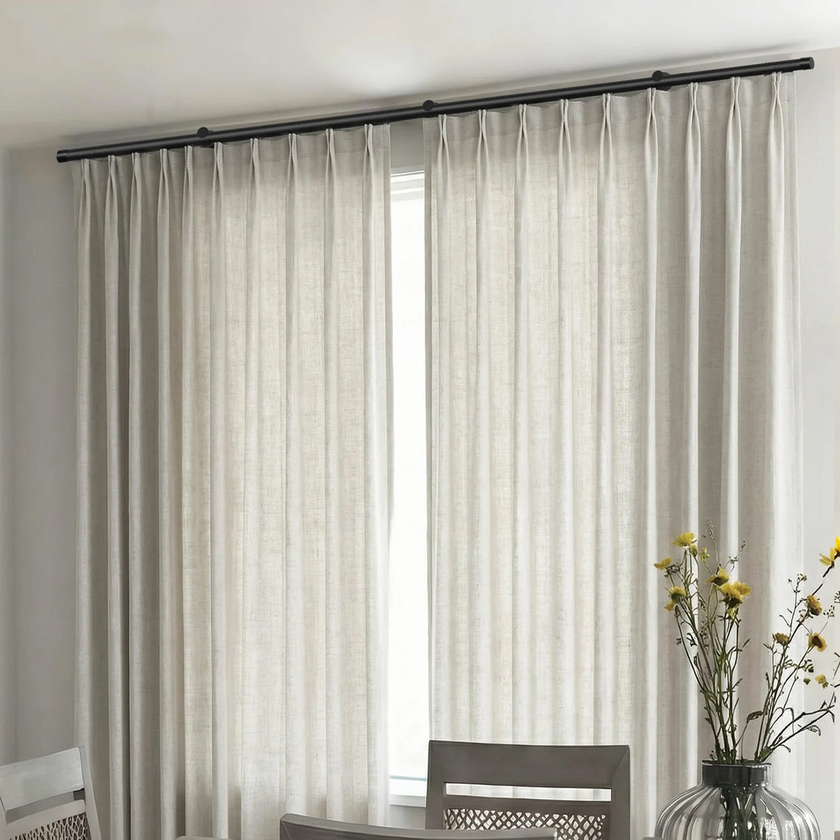 SmartWings Motorized Linen Curtain 50%/70%/100% Blackout Daphne