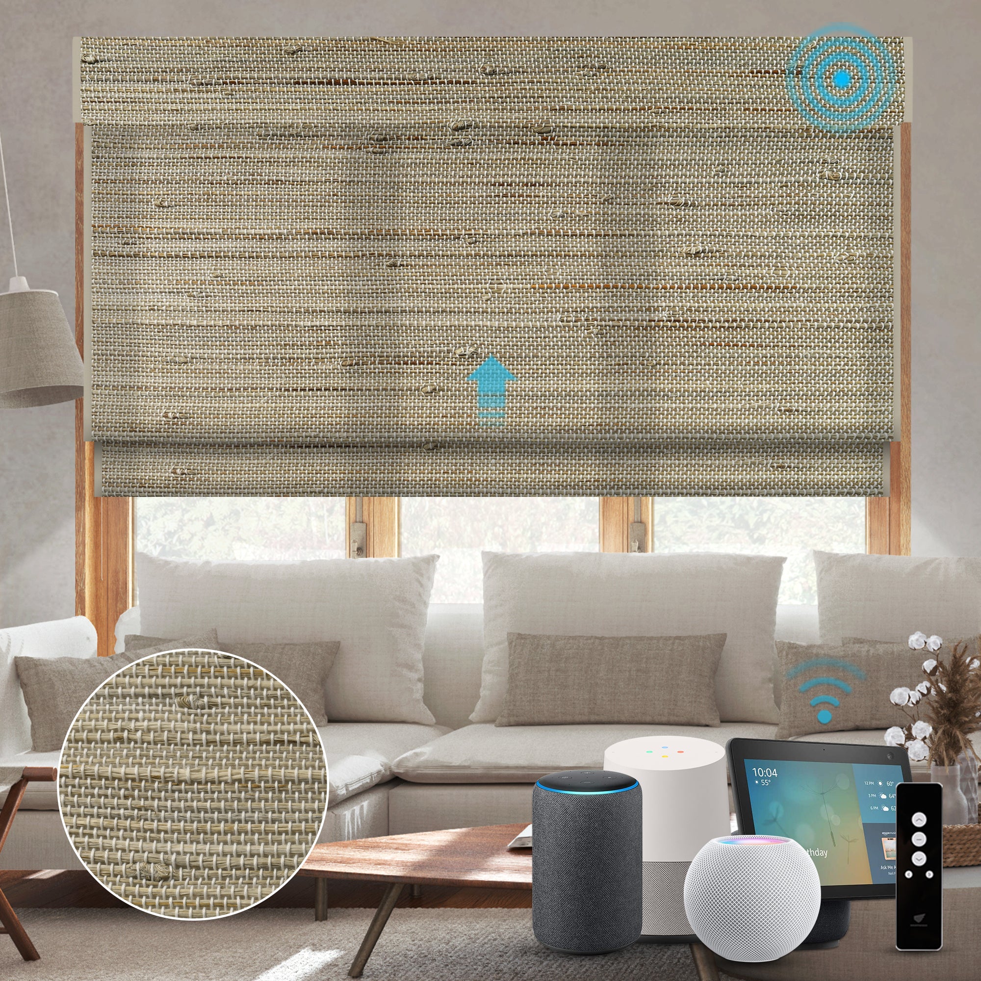 SmartWings Motorized Woven Wood Shades 50%/70%/100% Blackout Aphrodite