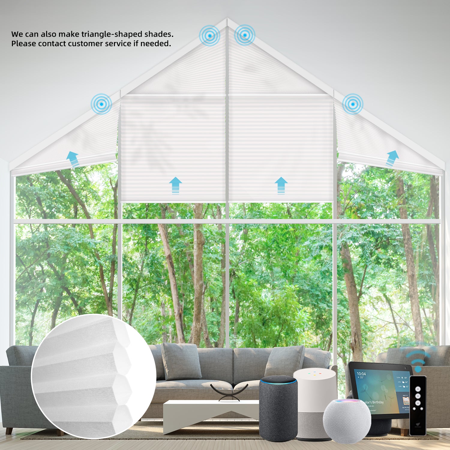 SmartWings Motorized Light Filtering Trapezoid Cellular Shades Nowa