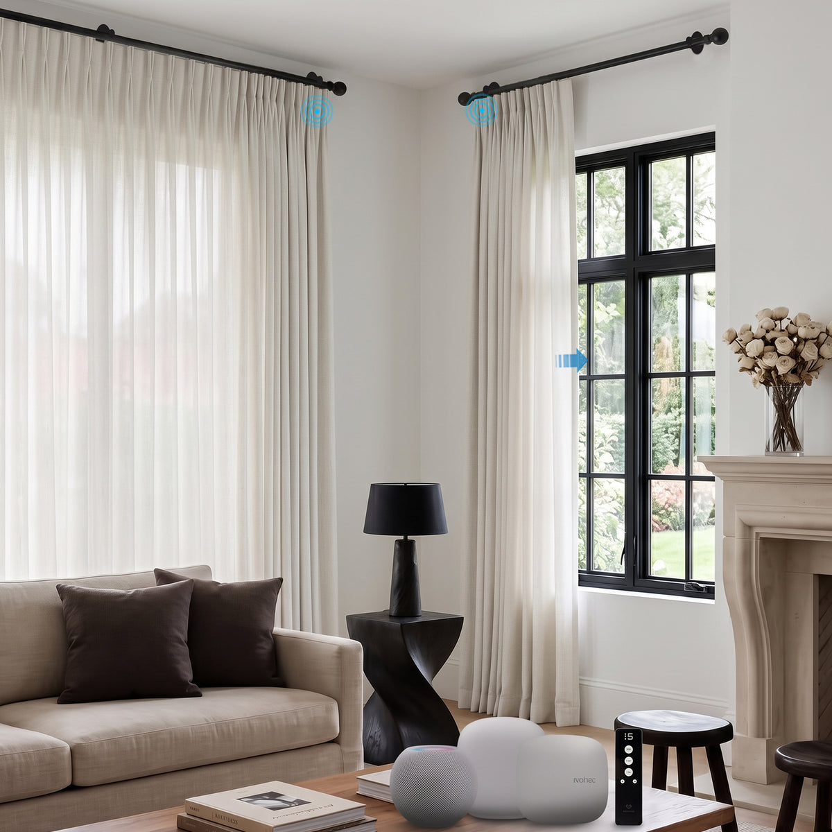 SmartWings Motorized Cotton Wool Drapery & Curtain Sheer Cynthia