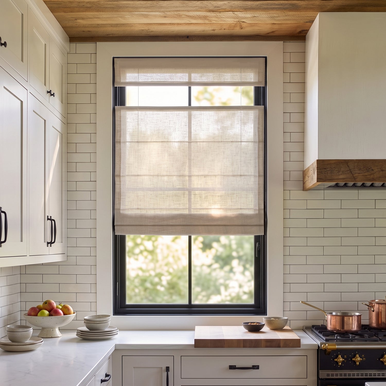 SmartWings Motorized Levitate Linen Roman Shades 50%/70% Blackout Daphne