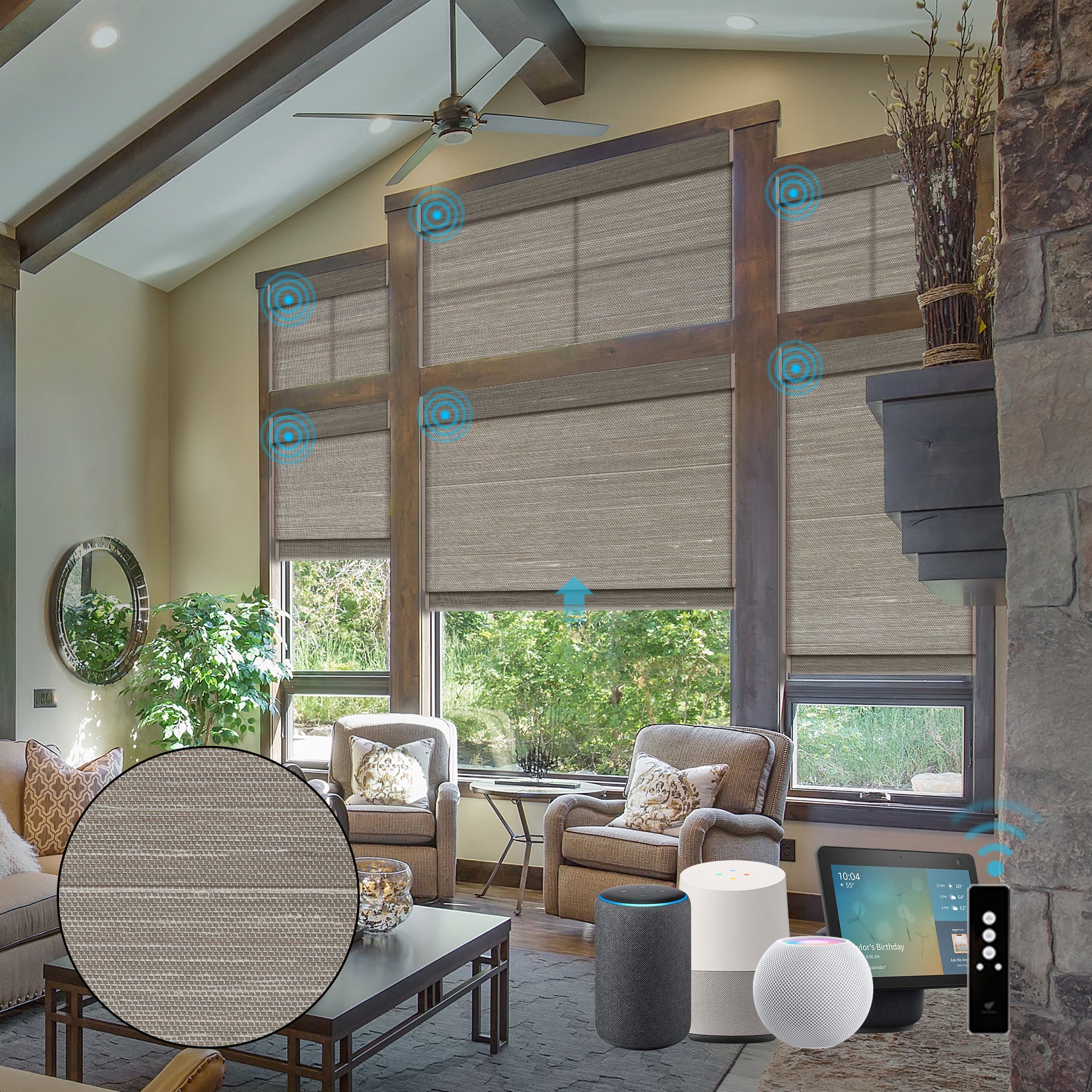 SmartWings Motorized Woven Wood Shades 50%/70%/100% Blackout Persephone