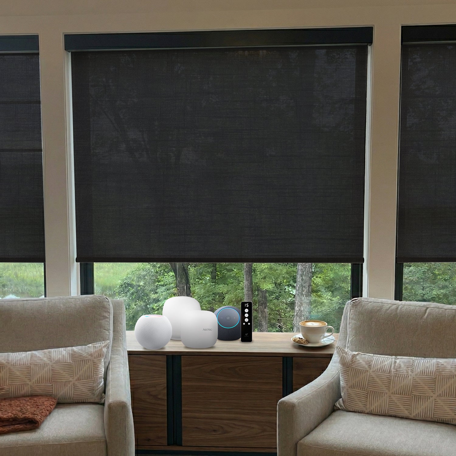 SmartWings Motorized Light Filtering Roller Shades 60%/70% Blackout Twilight