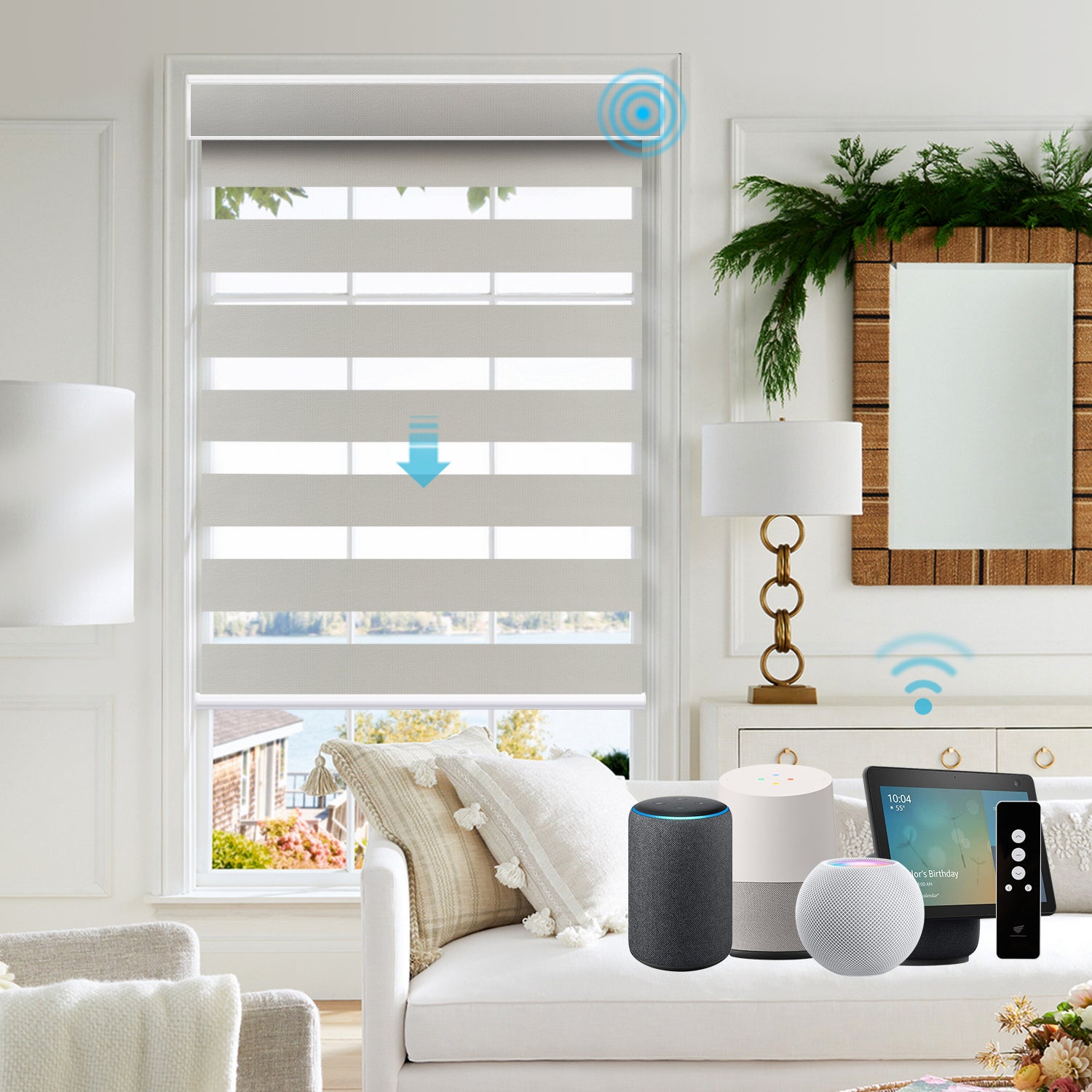 Zebra Shade Blinds Motorized 90% Blackout 95mm Astrid SmartWings