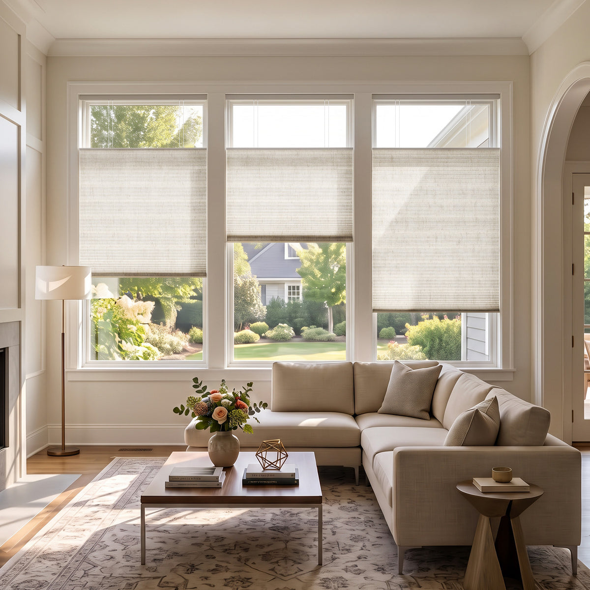 SmartWings Motorized Levitate Linen Cellular Shades Nowa Designer Texture Helios