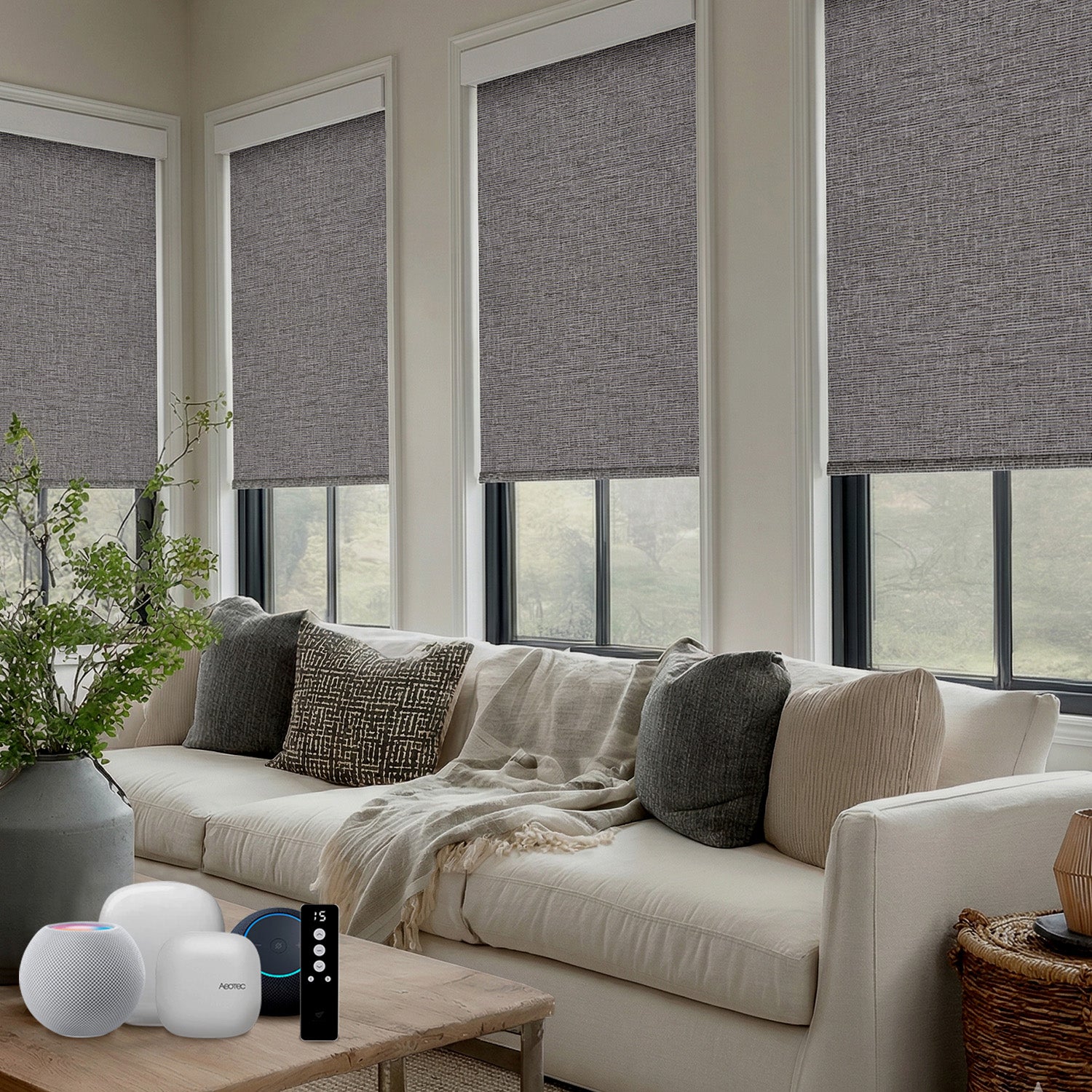 SmartWings Motorized Roller Shades 100% Blackout Safari