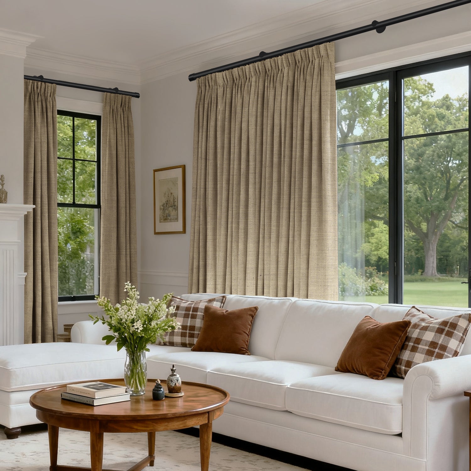 SmartWings Motorized Linen Curtain 50%/70%/100% Blackout Daphne