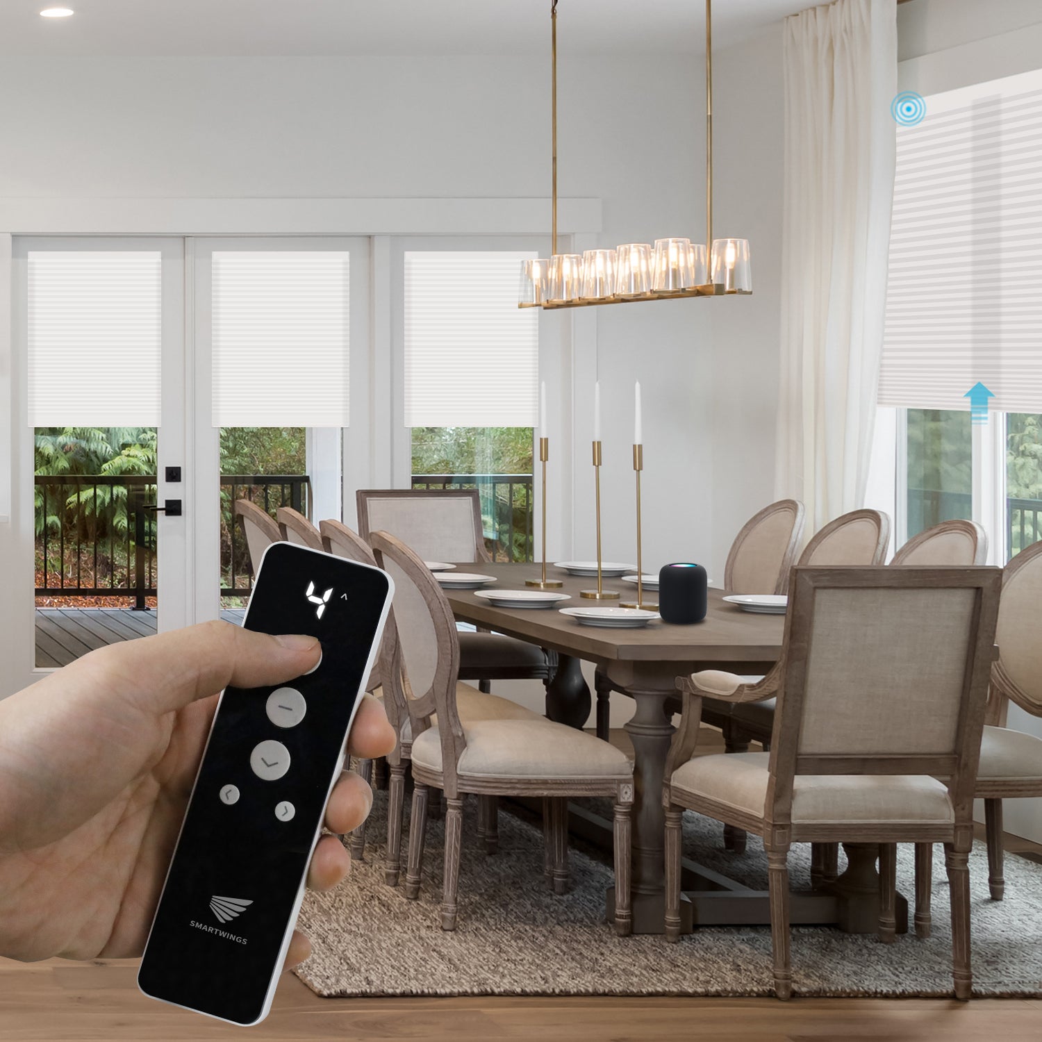 SmartWings Motorized Roller Shades Linen 70 Blackout Light Filtering