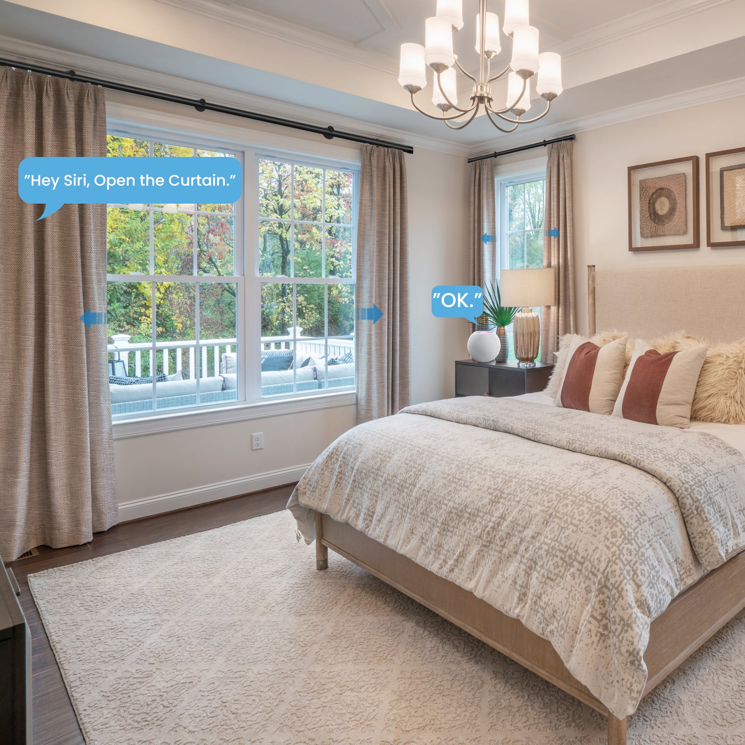 SmartWings Motorized Linen Curtain 50%/70%/100% Blackout Daphne