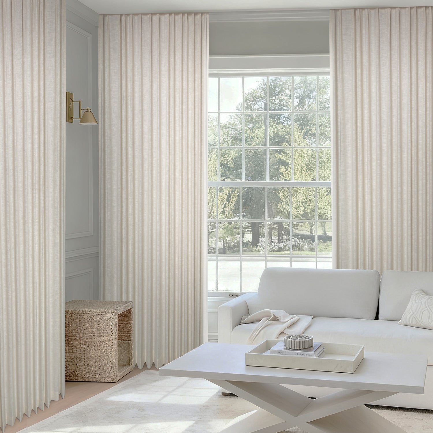 SmartWings Motorized Linen Drapery 50%/70%/100% Blackout Daphne