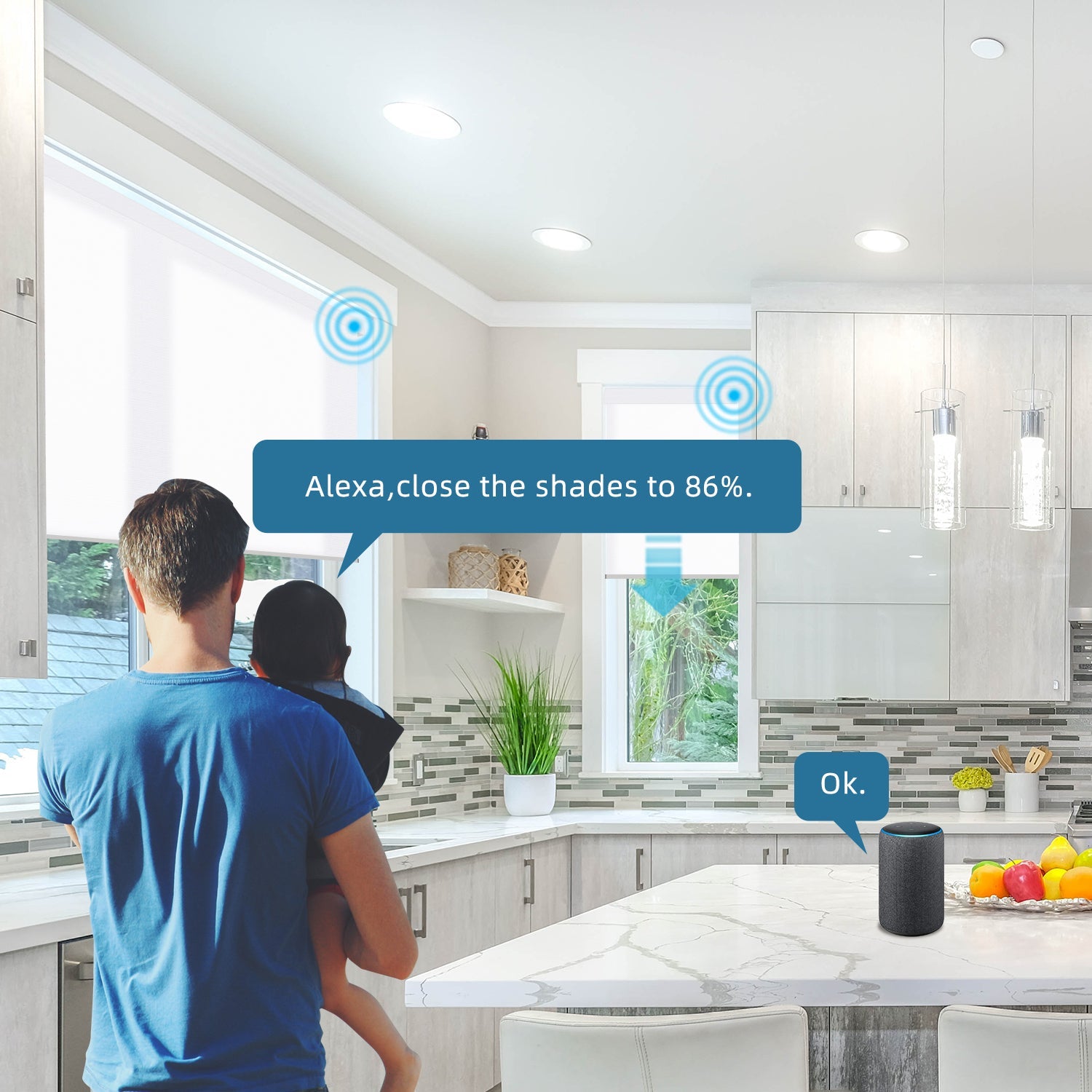 SmartWings Hardwired Motorized Light Filtering Roller Shades 70% Blackout Essential