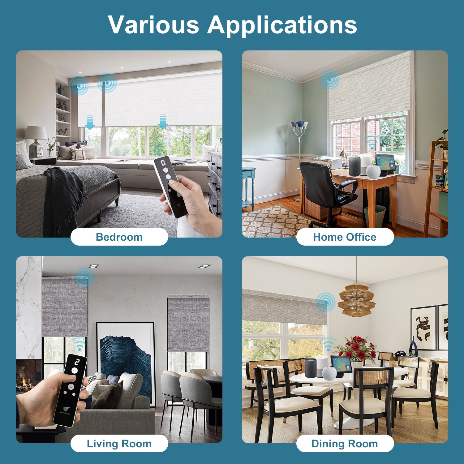 SmartWings Hardwired Motorized Roller Shades 100% Blackout Safari