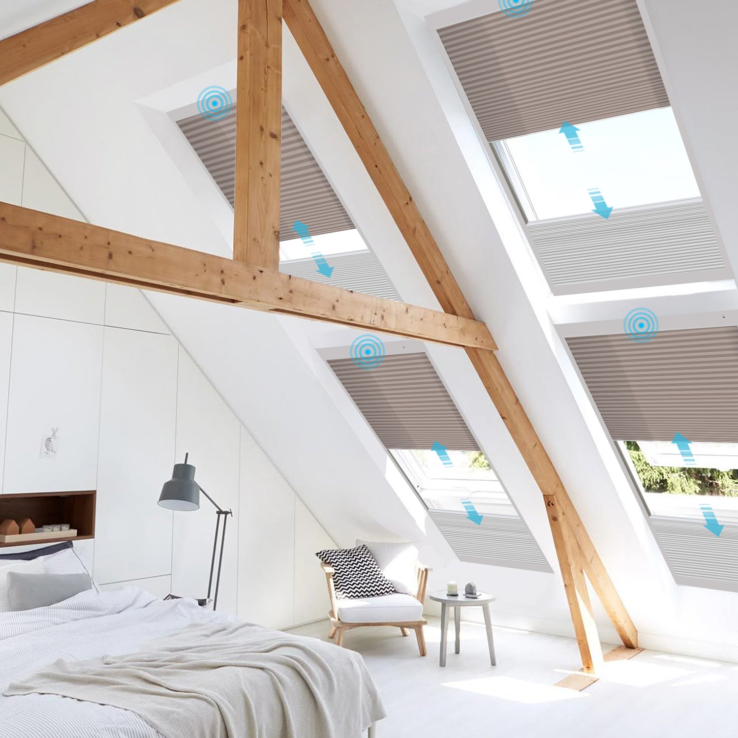 SmartWings Motorized Premium Day/Night Skylight Cellular Shades Hazel