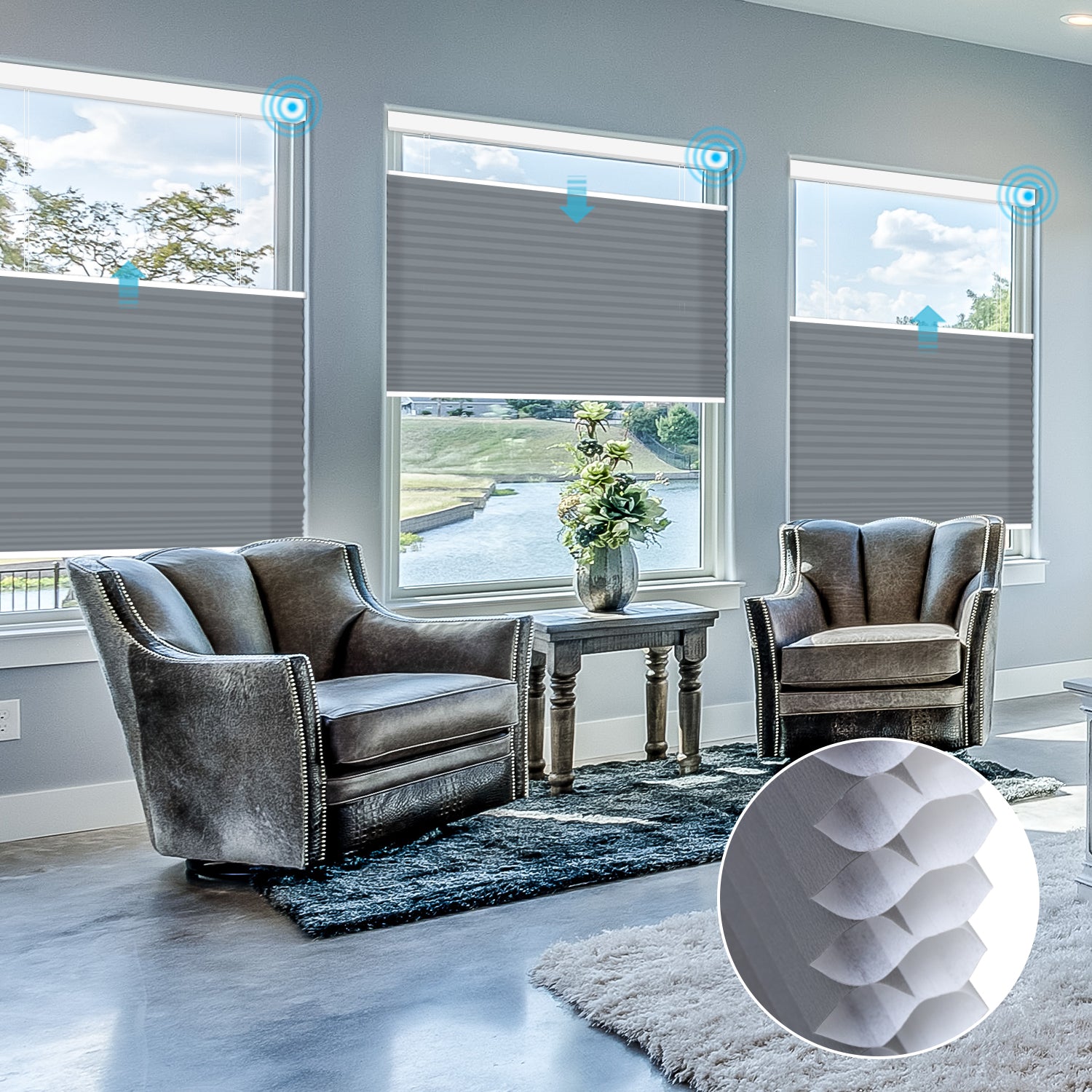 SmartWings Motorized Light Filtering Levitate Cellular Shades Nowa