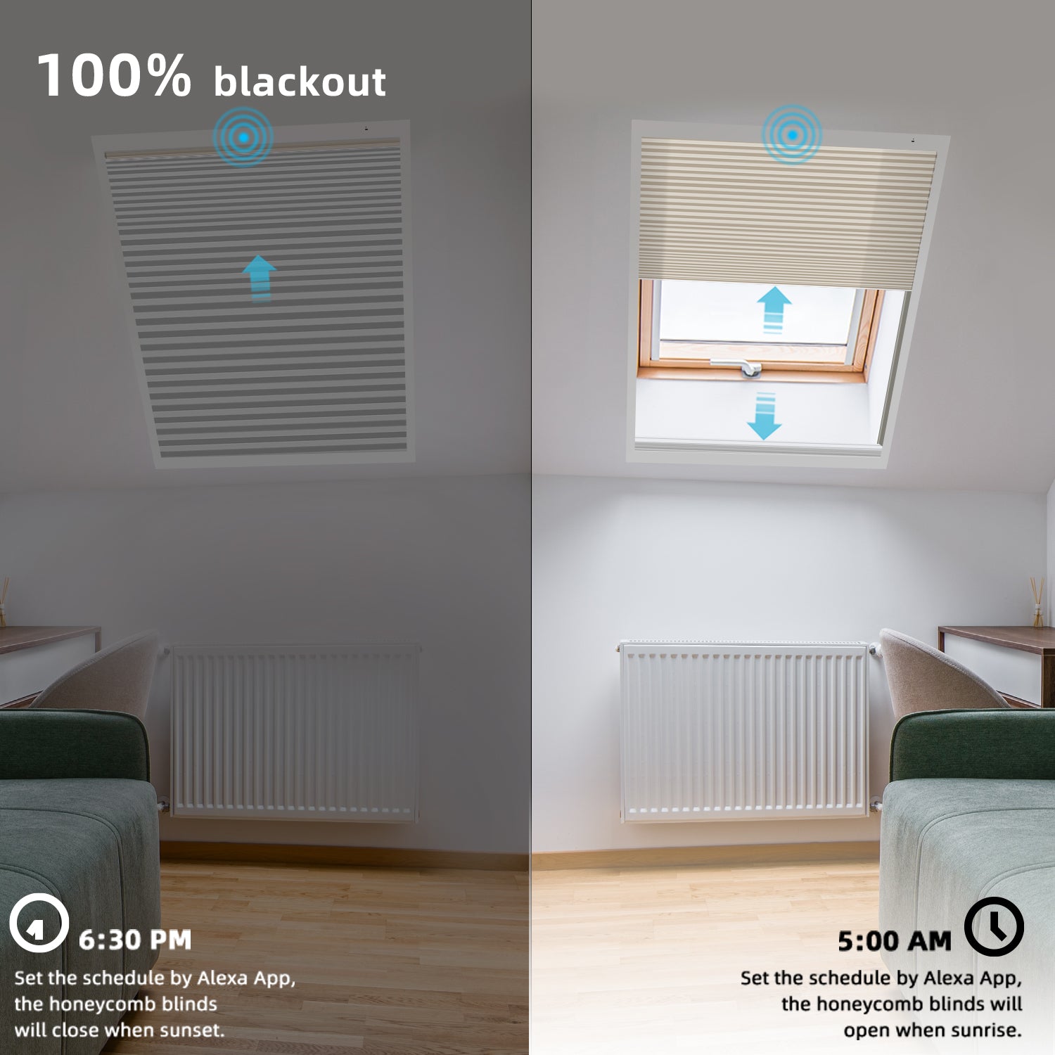 SmartWings Motorized Premium Day/Night Skylight Cellular Shades Hazel