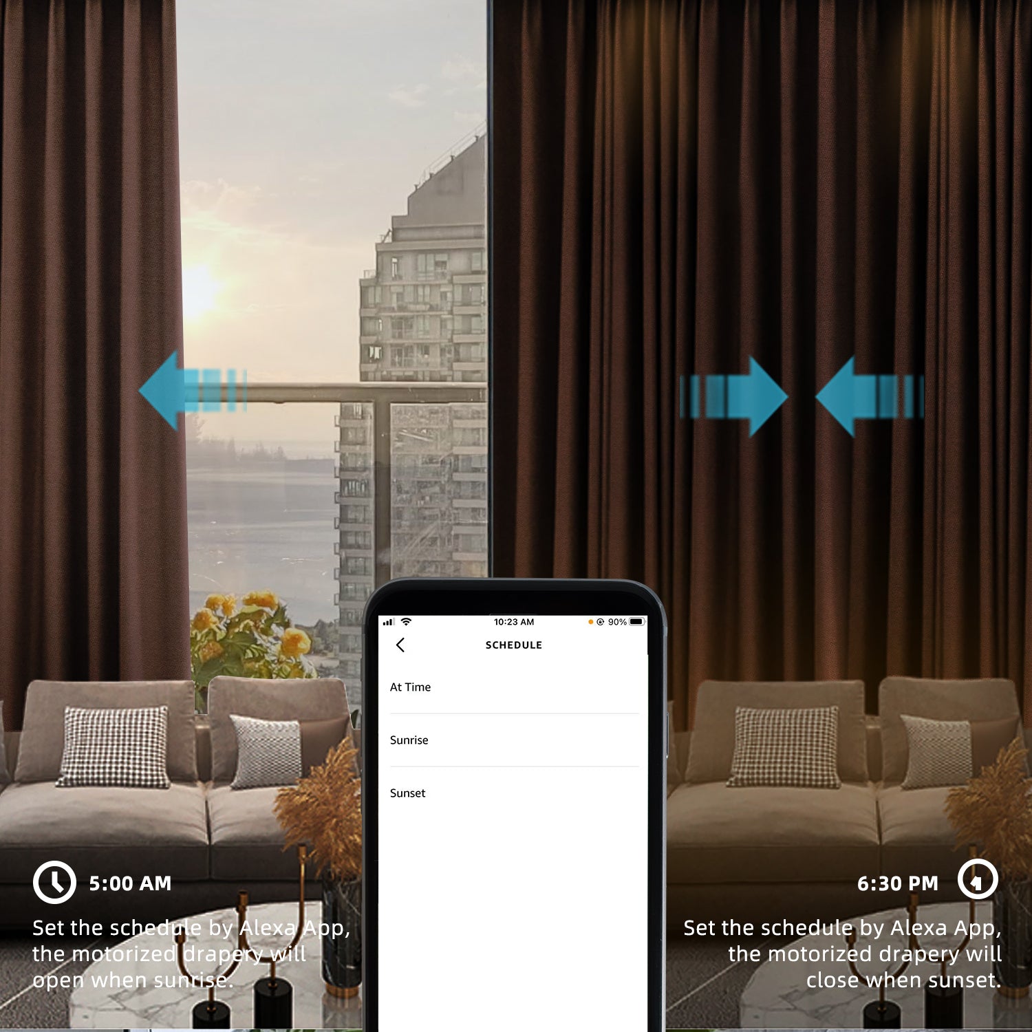 SmartWings Motorized Drapery 93% Blackout Demeter