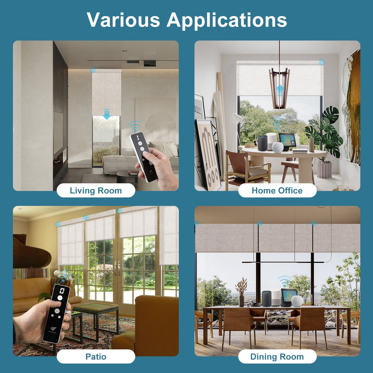 SmartWings Hardwired Motorized Light Filtering Roller Shades 70% Black