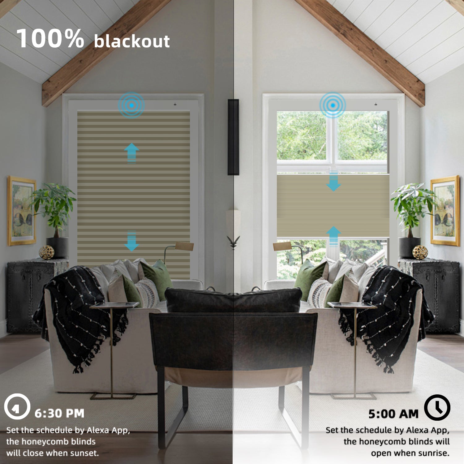 SmartWings Motorized Premium Levitate Skylight Cellular Shades Hazel